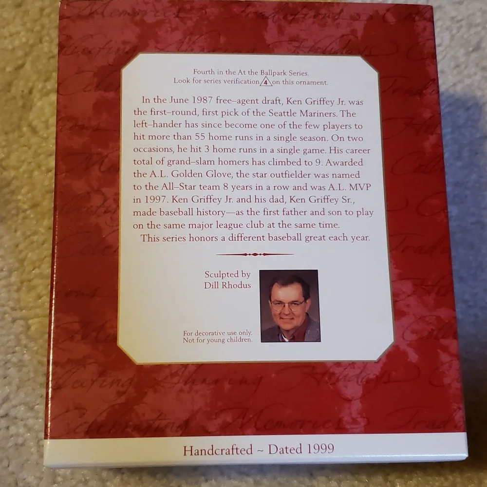 Hallmark 1999 At The Ballpark KEN GRIFFIN Jr. Holiday Christmas Ornament